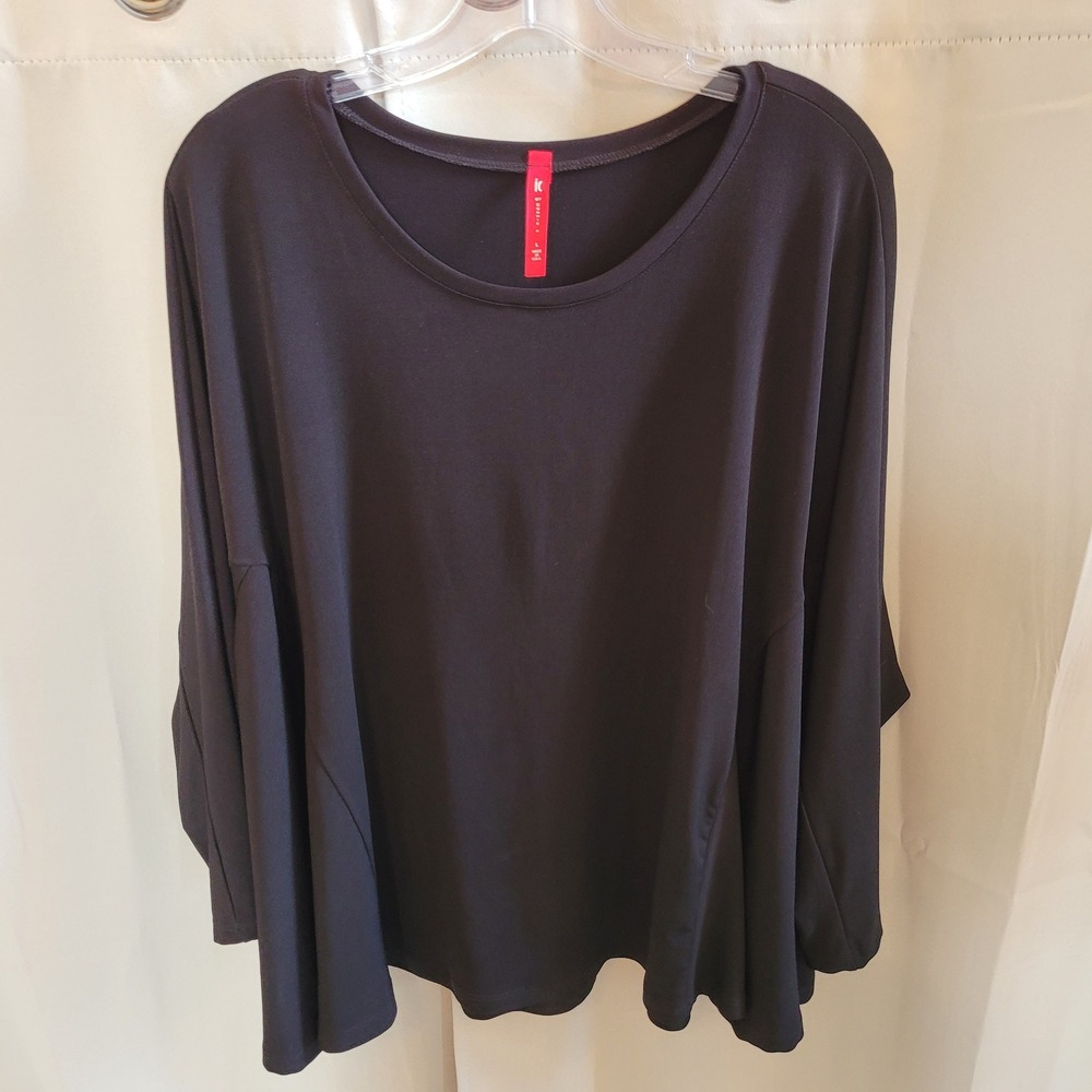IC By Connie K Women Top Large Dolman Sharkbite Stretch Dark Academia Goth 21752